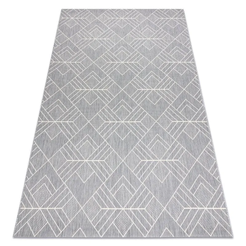 Teppich FLAT SISAL 48731637 Quadrate Diamanten, geometrisch grau / creme