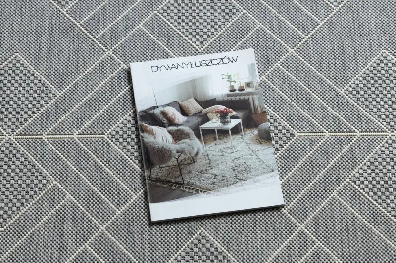 Teppich FLAT SISAL 48731637 Quadrate Diamanten, geometrisch grau / creme
