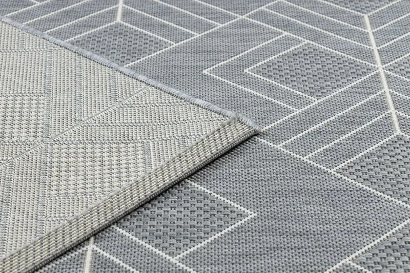 Teppich FLAT SISAL 48731637 Quadrate Diamanten, geometrisch grau / creme