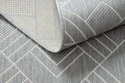 Teppich FLAT SISAL 48731637 Quadrate Diamanten, geometrisch grau / creme
