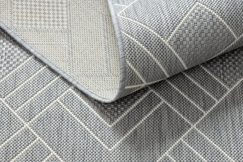 Teppich FLAT SISAL 48731637 Quadrate Diamanten, geometrisch grau / creme