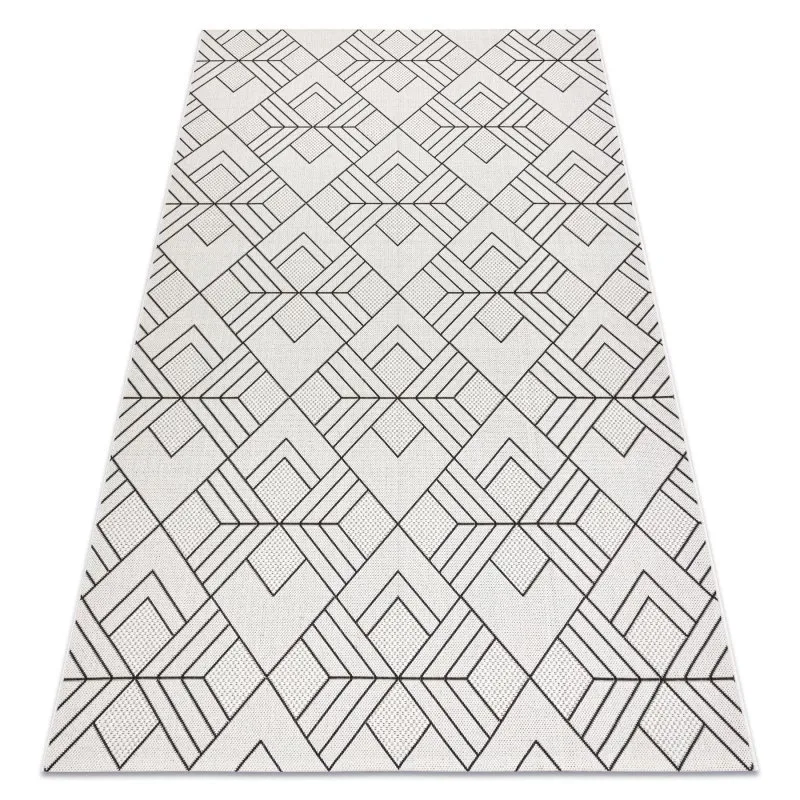 Teppich FLAT SISAL 48731960 Quadrate Diamanten, geometrisch creme / grau
