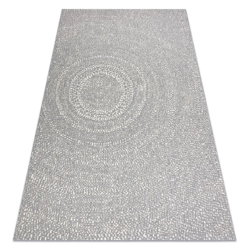 Teppich FLAT SISAL 48832637 Kreise, Punkte grau / creme
