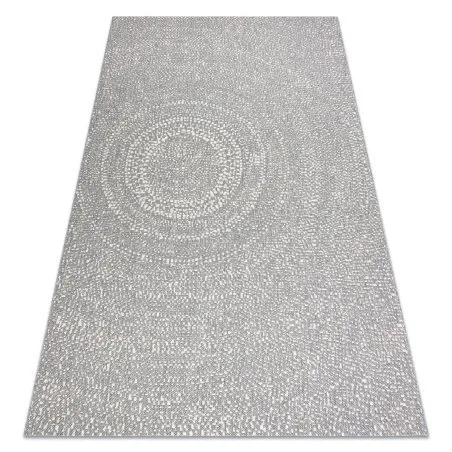 Teppich FLAT SISAL 48832637 Kreise, Punkte grau / creme