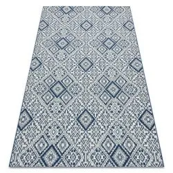 Teppich COLOR SISAL Quadrate Diamanten Platte Blau