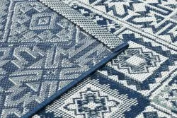 Teppich COLOR 19247/699 SISAL Quadrate Diamanten Platte Blau