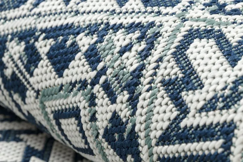 Teppich COLOR 19247/699 SISAL Quadrate Diamanten Platte Blau