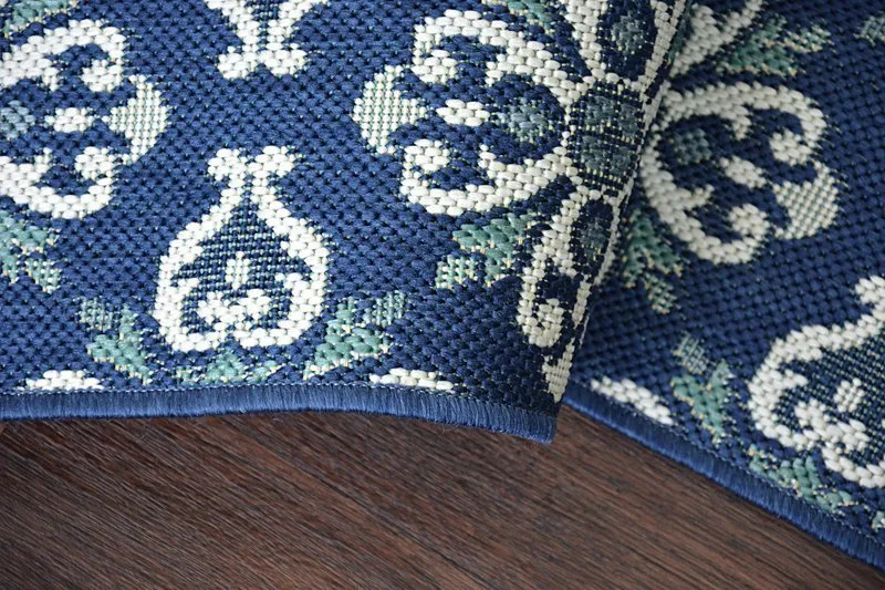 Teppich COLOR 19246/699 SISAL Blumen Blau