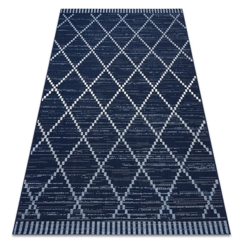 Teppich COLOR 47268/309 SISAL Diamanten Quadrate Blau