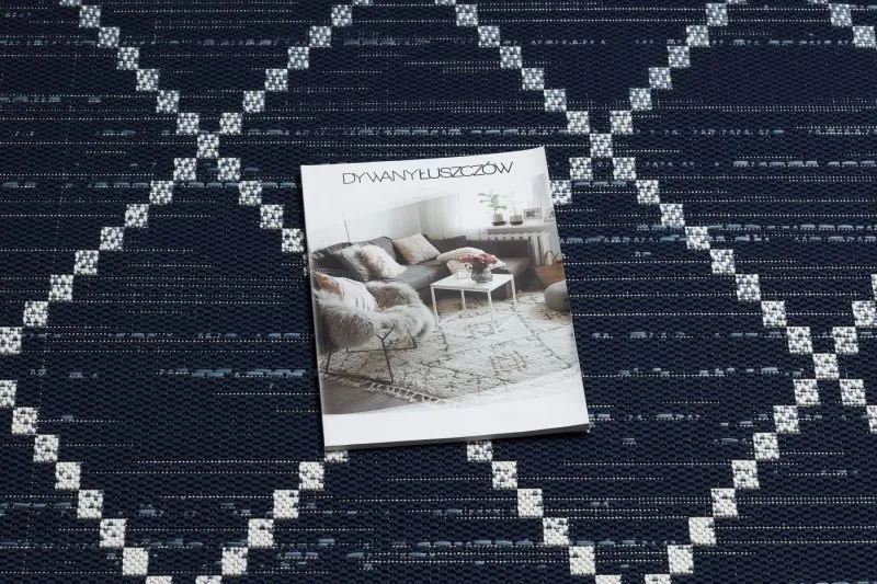 Teppich COLOR 47268/309 SISAL Diamanten Quadrate Blau