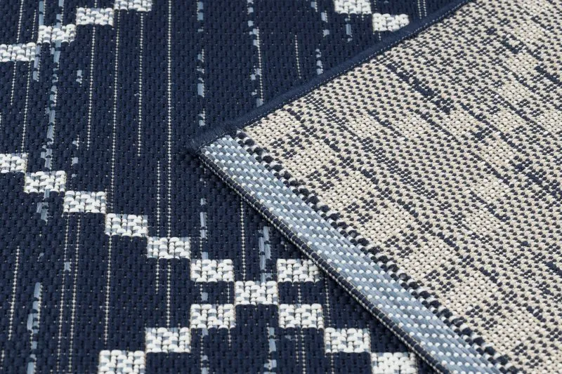 Teppich COLOR 47268/309 SISAL Diamanten Quadrate Blau