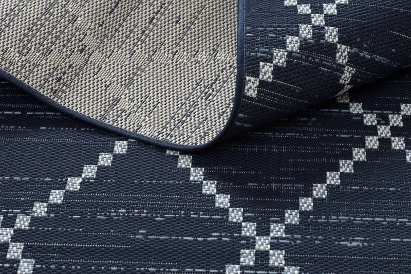 Teppich COLOR 47268/309 SISAL Diamanten Quadrate Blau