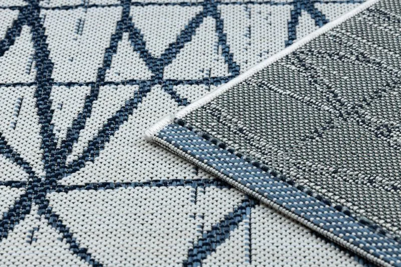 Teppich COLOR 47278306 SISAL Linien, Dreiecke beige / blau