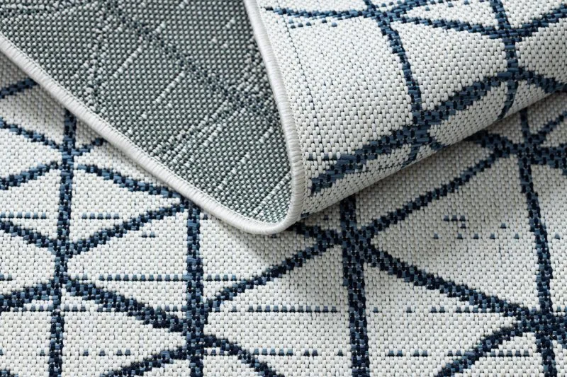 Teppich COLOR 47278306 SISAL Linien, Dreiecke beige / blau