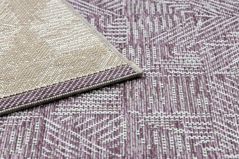Teppich COLOR 47373260 SISAL Linien, Dreiecke, Fischgrätenmuster violett / beige