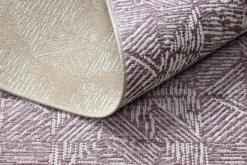 Teppich COLOR 47373260 SISAL Linien, Dreiecke, Fischgrätenmuster violett / beige