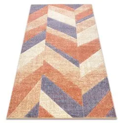 Teppich FEEL Fischgrätenmuster beige/terrakotta/violett