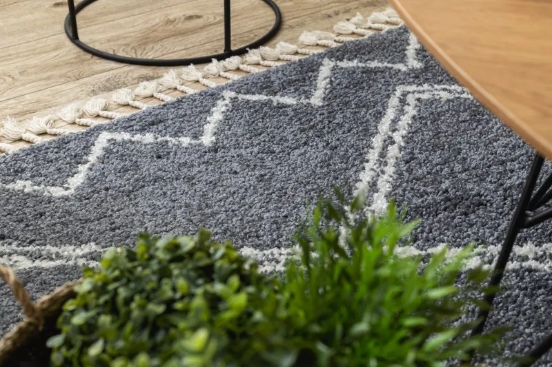 Teppich BERBER ASILA B5970 grau / weiß Franse berber marokkanisch shaggy zottig