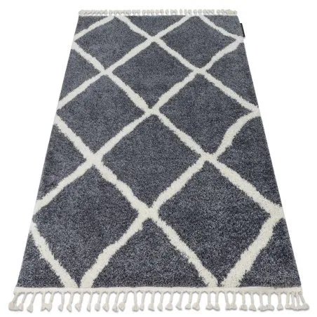Teppich BERBER CROSS B5950 grau / weiß Franse berber marokkanisch shaggy zottig