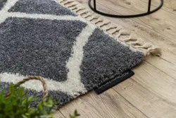 Teppich BERBER CROSS B5950 grau / weiß Franse berber marokkanisch shaggy zottig
