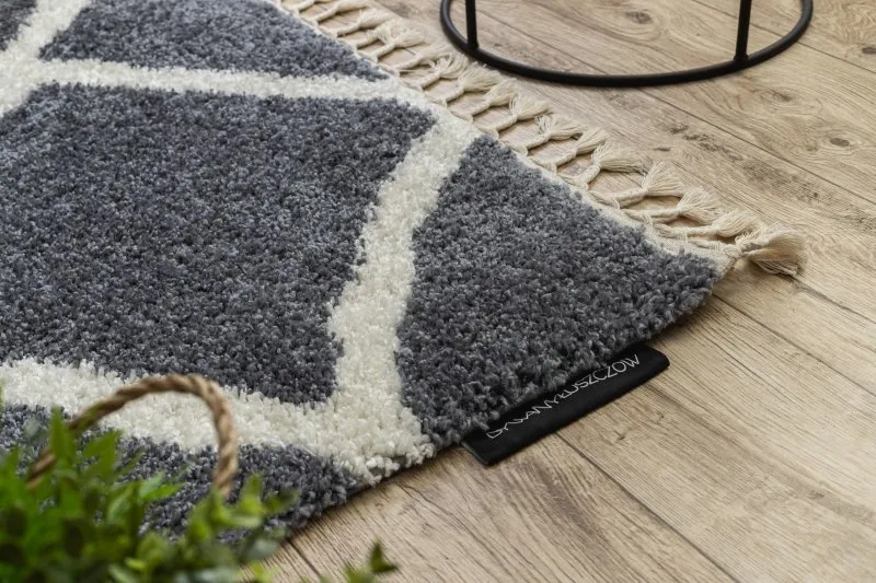 Teppich BERBER CROSS B5950 grau / weiß Franse berber marokkanisch shaggy zottig