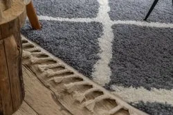 Teppich BERBER CROSS B5950 grau / weiß Franse berber marokkanisch shaggy zottig