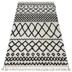Teppich BERBER SAFI weiß / schwarz Franse berber marokkanisch shaggy zottig