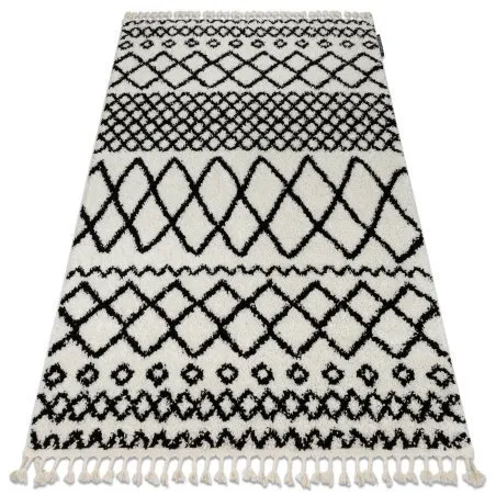Teppich BERBER SAFI N9040 weiß / schwarz Franse berber marokkanisch shaggy zottig