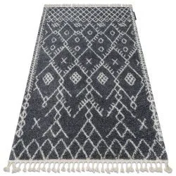 Teppich BERBER TANGER grau / weiß Franse shaggy