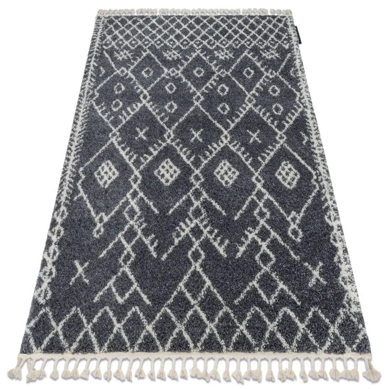 Teppich BERBER TANGER B5940 grau / weiß Franse shaggy