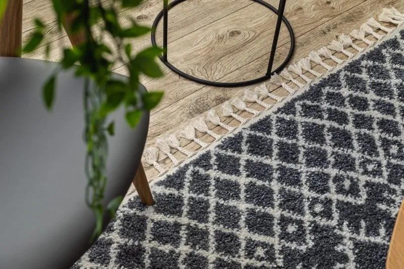 Teppich BERBER TANGER B5940 grau / weiß Franse shaggy