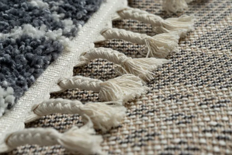 Teppich BERBER TANGER B5940 grau / weiß Franse shaggy