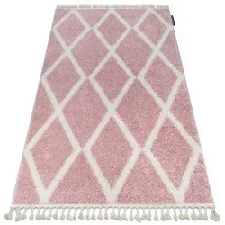 Teppich BERBER TROIK rosa / weiß Franse berber marokkanisch shaggy
