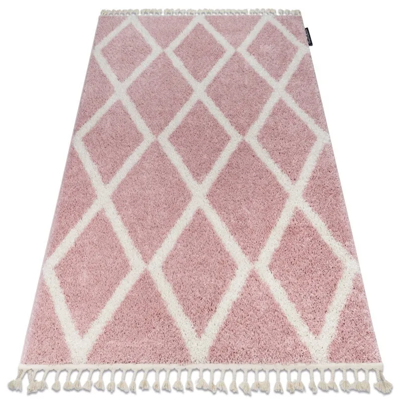 Teppich BERBER TROIK A0010 rosa / weiß Franse berber marokkanisch shaggy
