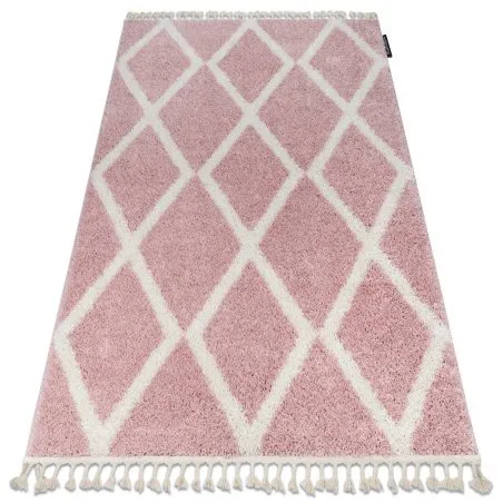 Teppich BERBER TROIK A0010 rosa / weiß Franse berber marokkanisch shaggy