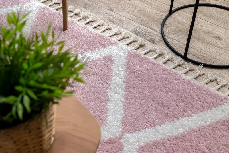 Teppich BERBER TROIK A0010 rosa / weiß Franse berber marokkanisch shaggy