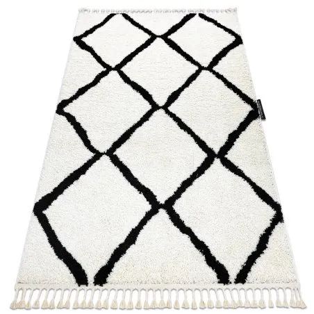 Teppich BERBER CROSS weiß Franse berber marokkanisch shaggy zottig