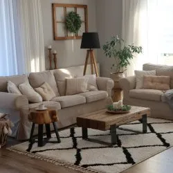 Teppich BERBER CROSS weiß Franse berber marokkanisch shaggy zottig