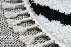 Teppich BERBER CROSS Kreis weiß Franse berber marokkanisch shaggy