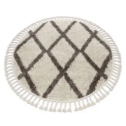 Teppich BERBER TROIK Kreis sahne Franse berber marokkanisch shaggy