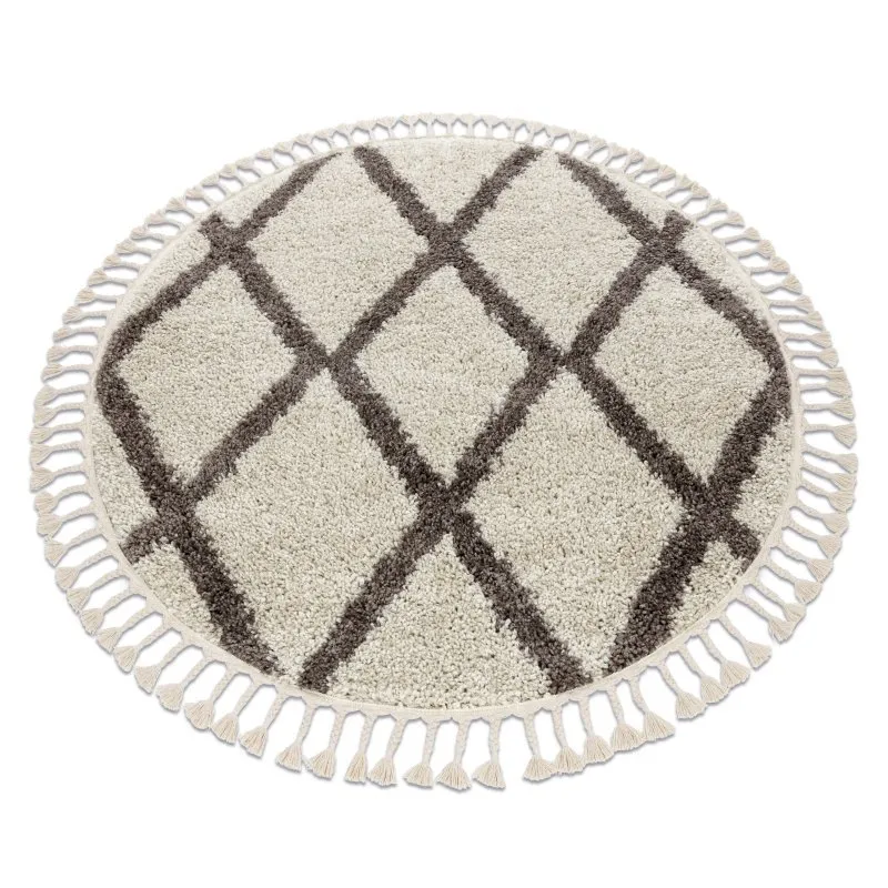 Teppich BERBER TROIK Kreis sahne Franse berber marokkanisch shaggy