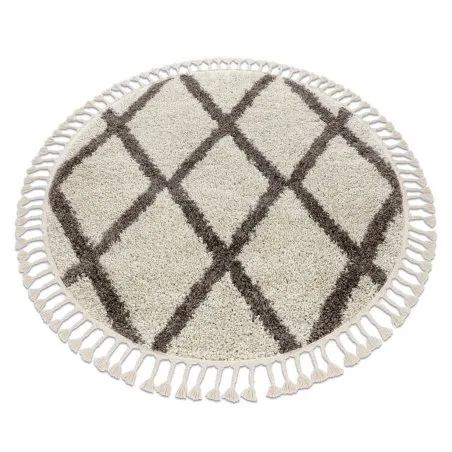 Teppich BERBER TROIK Kreis sahne Franse berber marokkanisch shaggy
