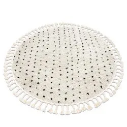 Teppich BERBER SYLA Kreis Punkte sahne Franse berber marokkanisch shaggy