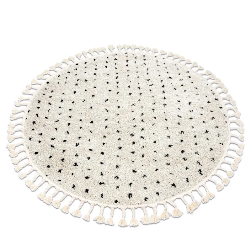 Teppich BERBER SYLA B752 Kreis Punkte sahne Franse berber marokkanisch shaggy