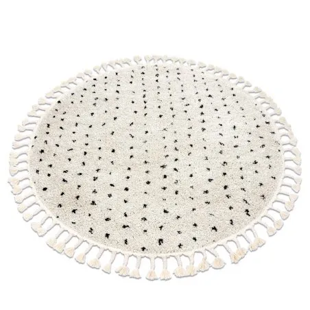 Teppich BERBER SYLA B752 Kreis Punkte sahne Franse berber marokkanisch shaggy