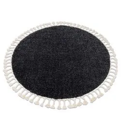 Teppich BERBER 9000 Kreis grau Franse berber marokkanisch shaggy