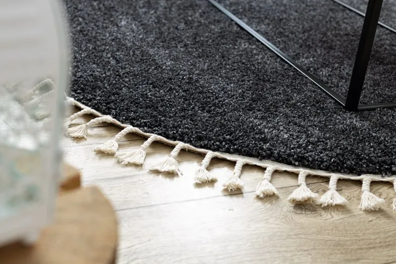 Teppich BERBER 9000 Kreis grau Franse berber marokkanisch shaggy