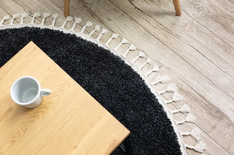 Teppich BERBER 9000 Kreis grau Franse berber marokkanisch shaggy