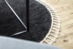 Teppich BERBER 9000 Kreis grau Franse berber marokkanisch shaggy