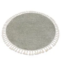 Teppich BERBER Kreis grün Franse berber marokkanisch shaggy